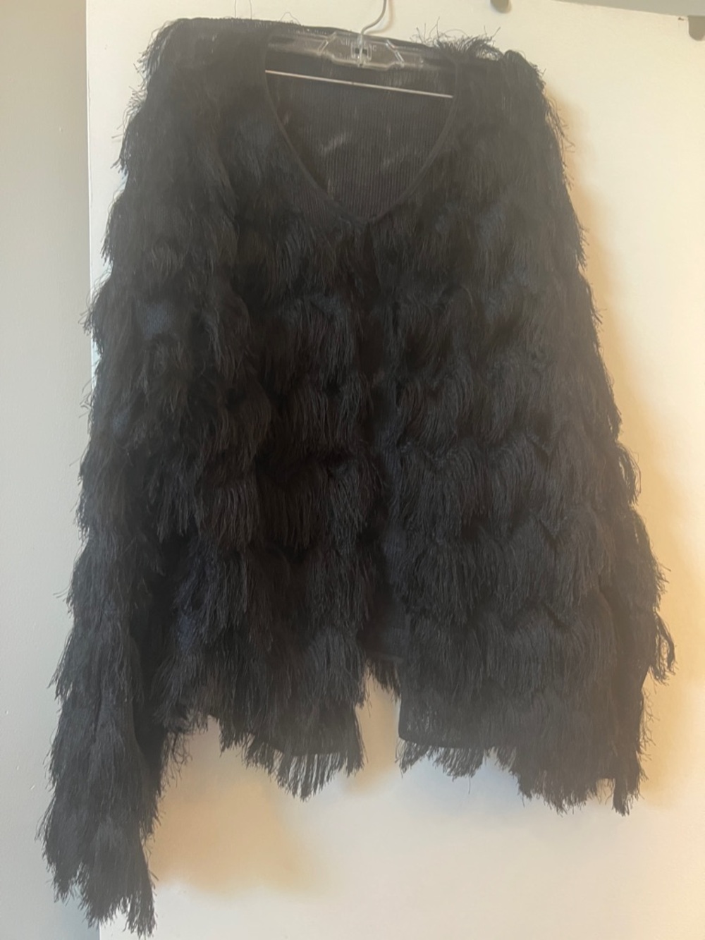 Black Faux Fur Fringe Jacket